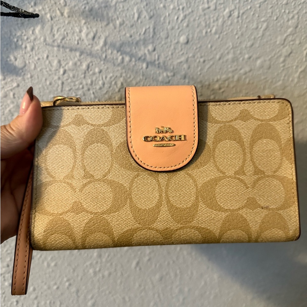 Coach Beige and Pink Smartphone Wallet